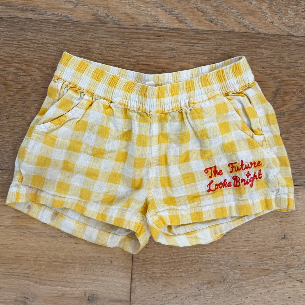 Mini Rodini yellow Gingham shorts